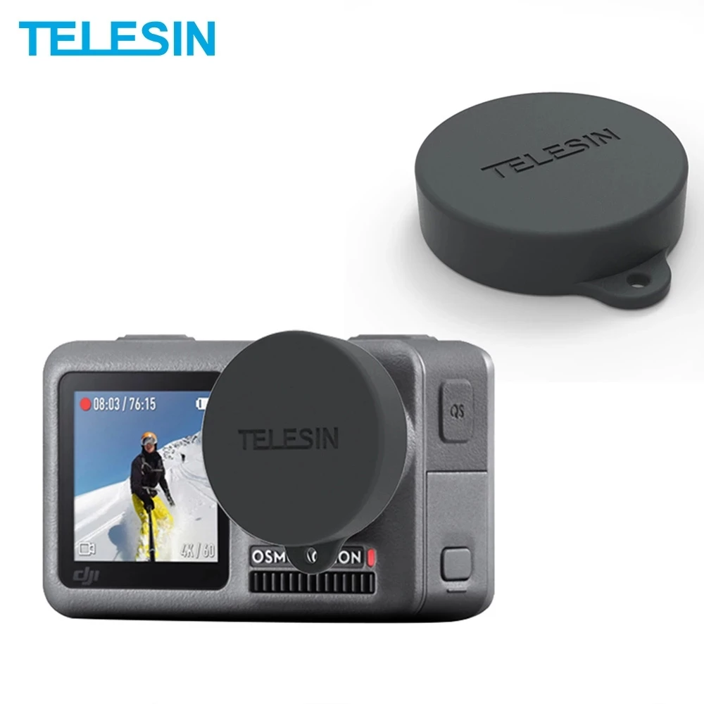 TELESIN Silicone Rubber Lens Cap Protector Black Cover For DJI Osmo Action Camera Accessories Lensbeschermer voor sportcamera's |