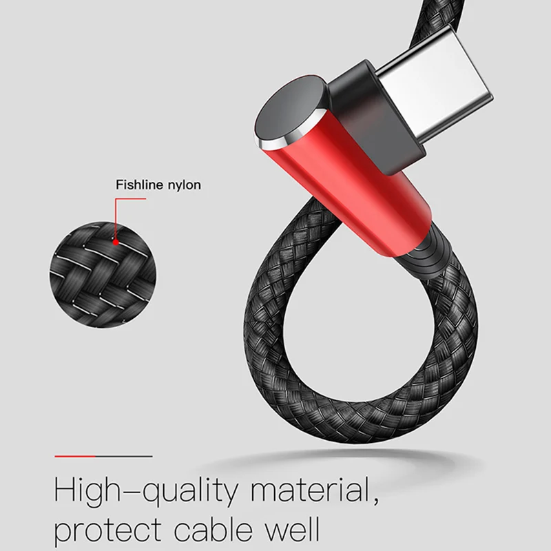 Baseus кабель usb type-C 90 градусов для Xiaomi huawei P10 type-C, зарядный провод для мобильного телефона samsung S8 USB-C, кабель для передачи данных
