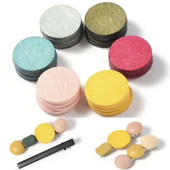 

20pcs 20mm Round Shape Wooden Beads Multiple Colour for Diy Hairpin Earring Wood Charm Wood Flat Pendant Findings