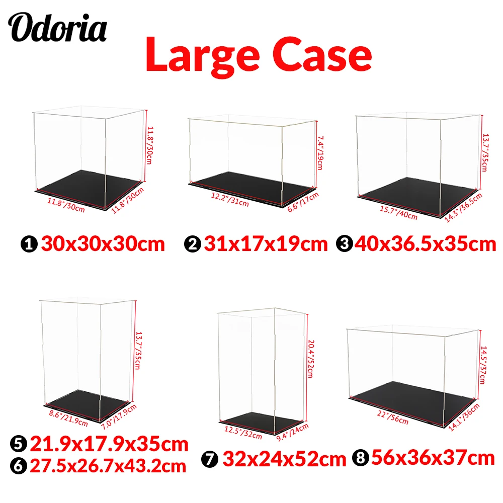 

Odoria 30/35/43/52/56cm Large Acrylic Display Case Dustproof Clear Box Cabinet for Action Figure Collectibles Model Doll Scale