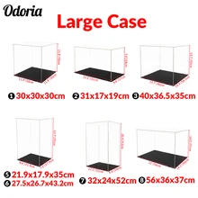 Odoria 30/35/43/52/56cm Large Acrylic Display Case Dustproof Clear Box Cabinet for Action Figure Collectibles Model Doll Scale