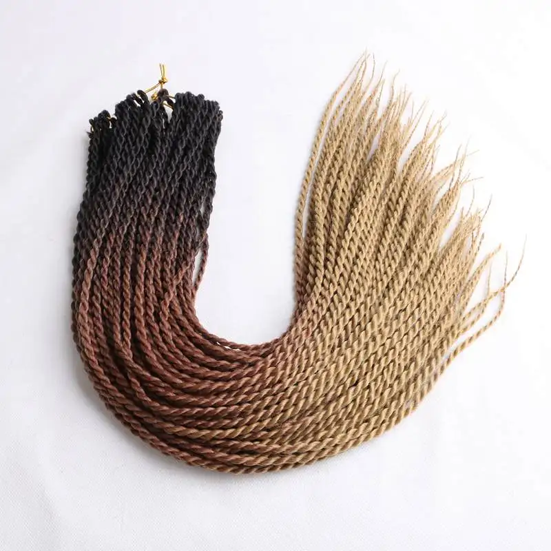 black brown blonde Роскошные косички для плетения, 24 дюйма, Омбре, Сенегальские скрученные волосы, вязанные крючком косички, 24 корня/упаковка, синтетические косички для женщин, серые, розовые - Цвет: black brown blonde