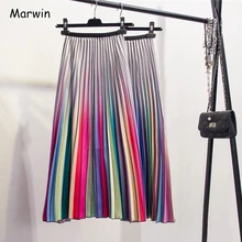 ##Special Price Marwin 2019 Spring New-Coming Women Skirts Rainbow Striped A-line Mid-Calf Skirts High Street European Style High Quality Skirts ##Special Price Marwin 2019 Spring New-Coming Women Skirts Rainbow Striped A-line Mid-Calf Skirts High Street European Style High Quality Skirts