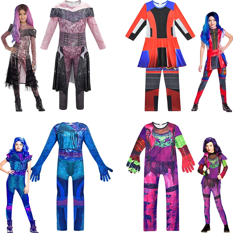 

Baby Girls costume Descendants 3 Evie Mal Audrey Jay Carlos costumes Boys Halloween party cosplay for kid 3D Children Jumpsuit