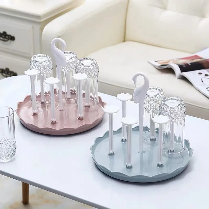 Swan Shape Glass Bottle Cup Holder Kitchen Drying Storage Shelf Cup Dish Drain Rack Hanger Organizer Stand