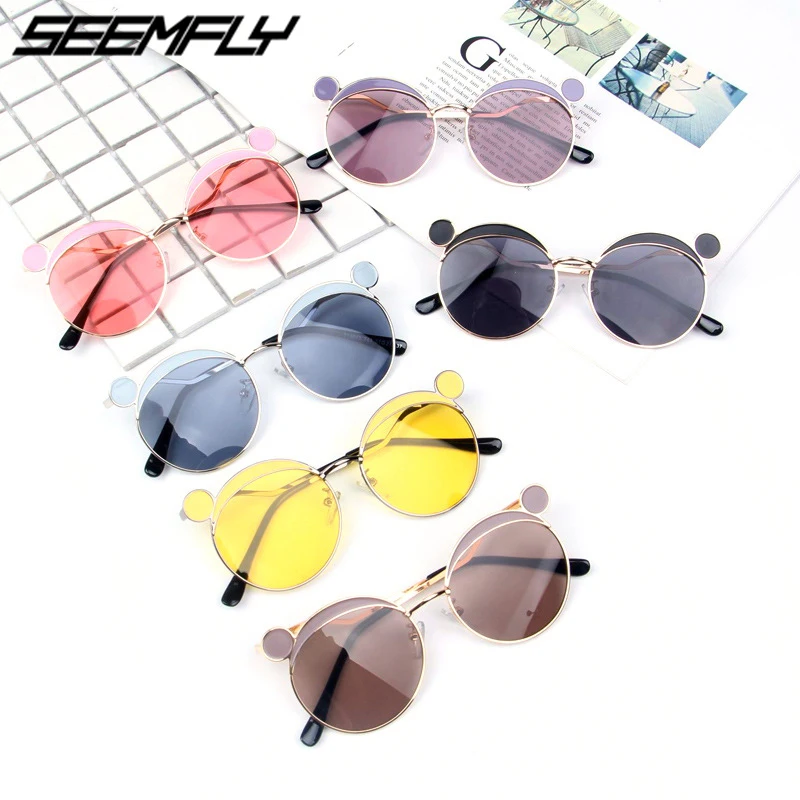 Seemfly новые круглые уши солнцезащитные очки милые мальчики девочки солнцезащитные очки детские очки UV400 оттенки Oculos Gafas De Sol