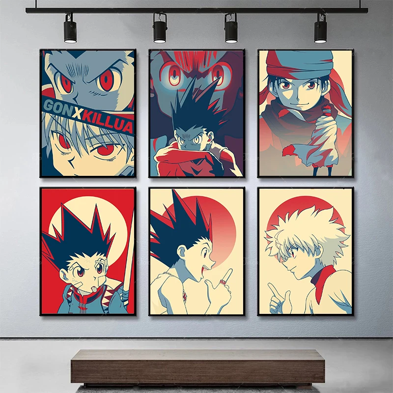 Японское аниме Hunter x Hopestyle Картина на холсте манга Killua Zoldyck Gon Freecss Настенная