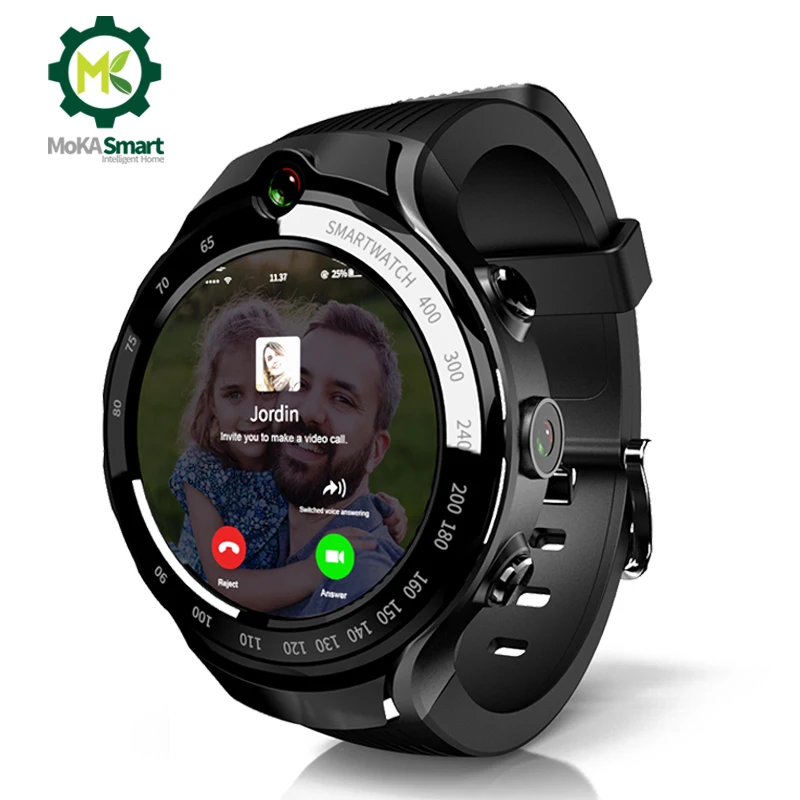 Смарт-часы MOKA 4G для мужчин 400*400 AMOLED экран Android 7,1 MTK6739 5MP Двойная камера с gps WiFi смарт-часы для ios