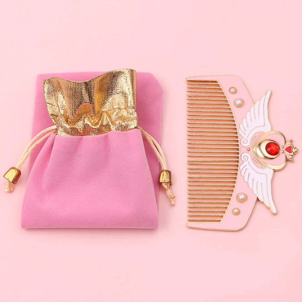 Anime Sailor Moon Hairdressing Comb Cosplay Props Cardcaptor Sakura Pink Woman Cartoon Metal Pettine Originality Gift with bag
