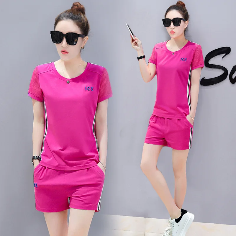 

2018 Summer New Style Korean-style Sports Exercise Clothes Women's Two-Piece Set Gym Set