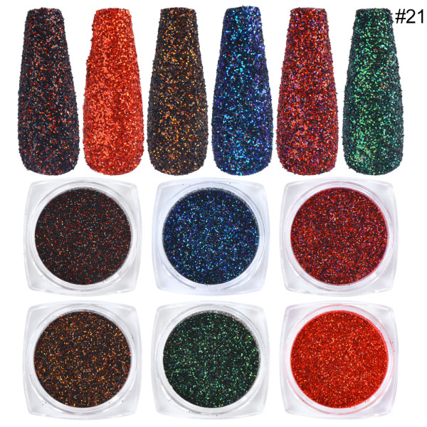 Box Shining Sugar Effect Nail Glitter Powder Laser Candy Nail Art Pigment Flakes Dust Coloful Nail Decor Accessories LA1539-28