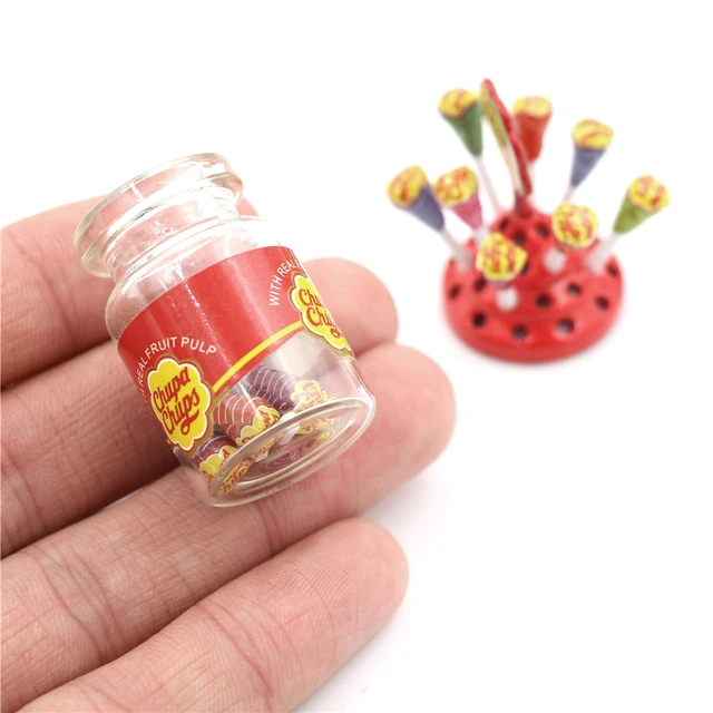 1:12 Miniature Food Mini Lollipops With Case Holder Candy For Doll Doll House Kitchen Accessories Dessert Sugar 1