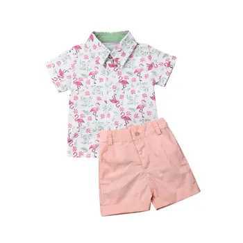 

Summer Toddler Baby Boy Clothing Set Kids Shirt Tops+Pants Gentleman Outfits Clothes 2PCS Set Floral Boys Costume Infant Sets