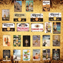 [Luckyaboy] Корона Экстра пиво Плакат Металлические оловянные вывески Ретро наклейки на стену бар паб кафе Винтаж Домашний Декор железная живопись AL003