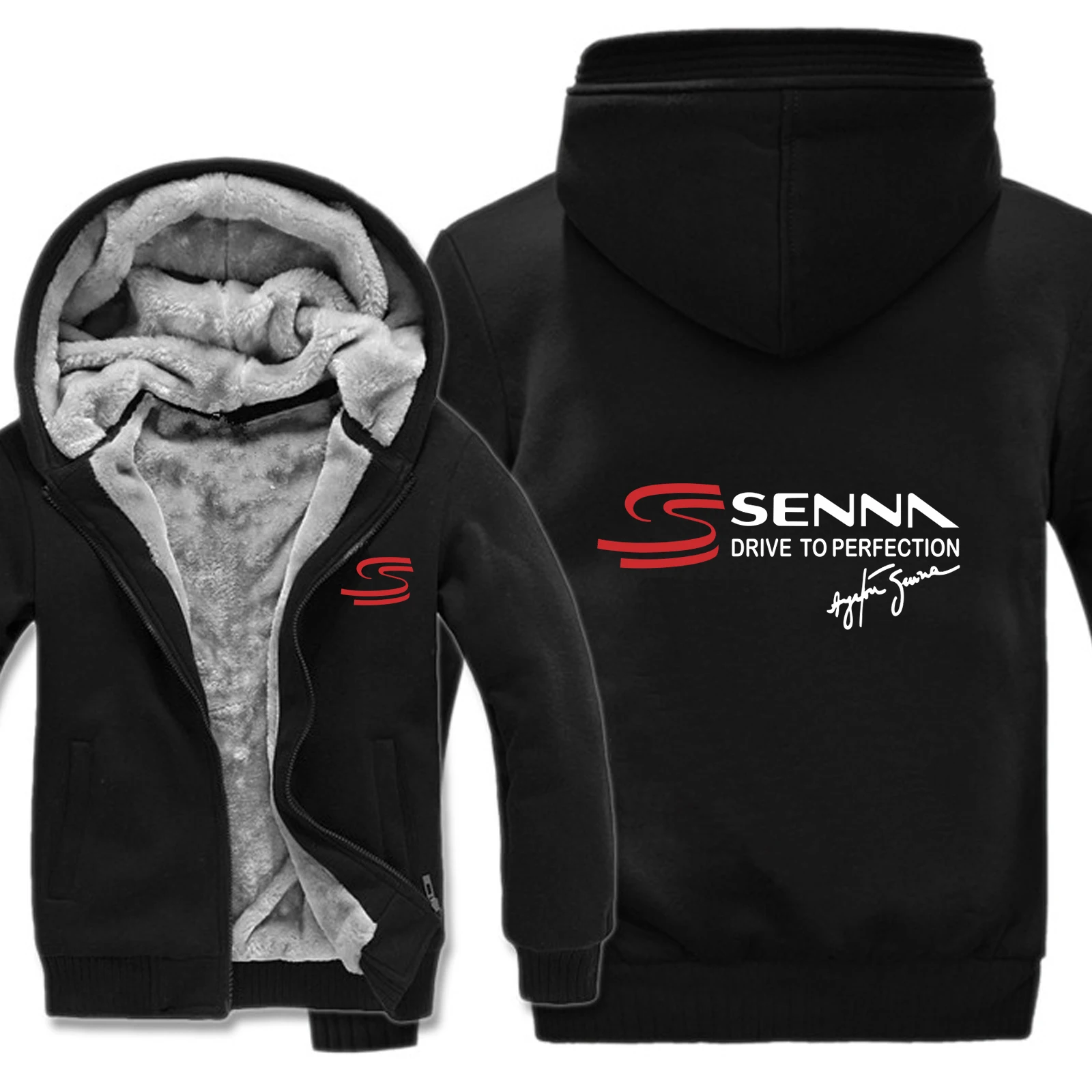 Ayrton Senna, толстовки, куртка, Мужское пальто, зимняя, мужская, повседневная, шерстяная подкладка, флис, утолщенная, Ayrton Senna, толстовки с капюшоном