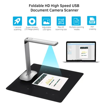 

Aibecy F50 Foldable HD USB Book Document Camera Scanner 15 Mega-Pixels A3 & A4 Foot Pedal LED Light AI Technology Scanner