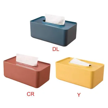 

New Rectangular Facial Tissue Box Solid Color Tissue Box Office Car Plastic Tissue Holder Bathroom Toilet Paper Case