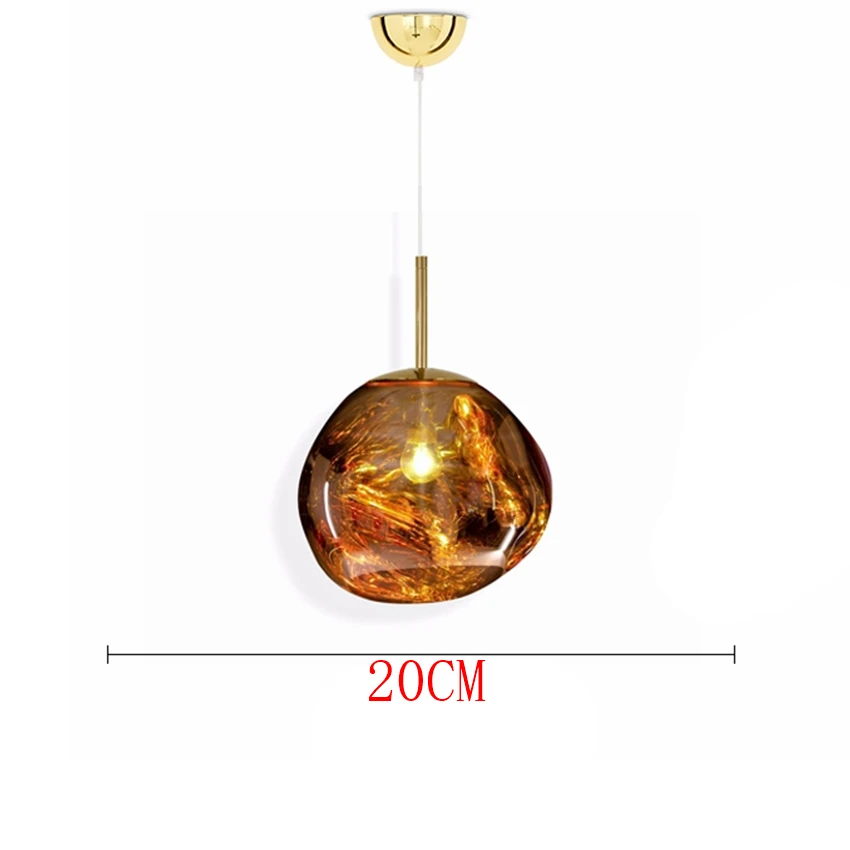 Современный светодиодный подвесной светильник DIXON Melt Lava, подвесной светильник, s стеклянный несимметричный светильник, светильники, серебро/золото/красная медь, лофт, подвесной светильник - Цвет корпуса: Golden 20CM