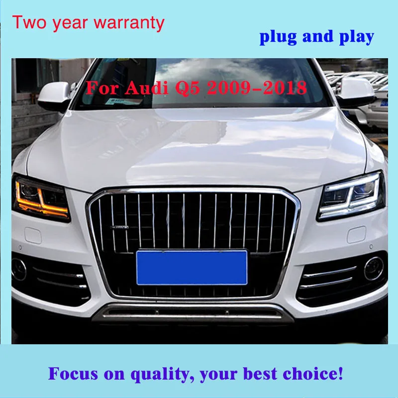 Автомобильный стильный головной фонарь для Audi-Q5 2009- светодиодный чехол для фар для Q5 все светодиодный Двойной Луч би-светодиодный объектив