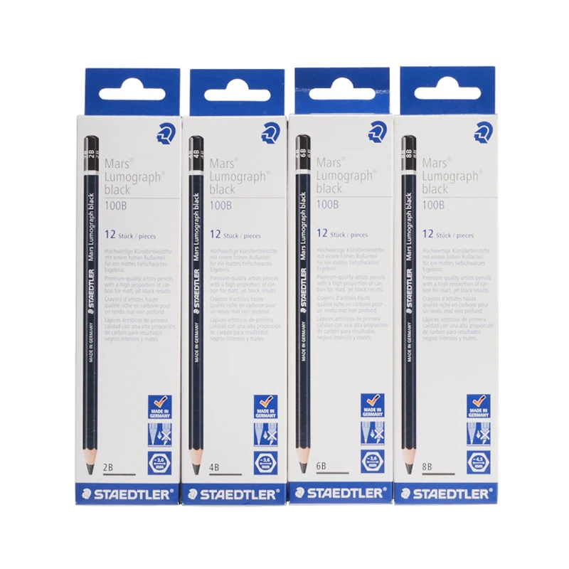 Staedtler Lumograph Black Artist pencil 100B HB- 2B-4B-6B-7B-8B - pack of 12 nos набор капиллярных ручек sketchmarker artist fine pen black 6цв