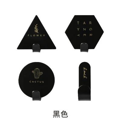black 4pcs 4 шт. железные всасывающие настенные петли подвесные креативные буквы кактус стенная присоска водонепроницаемый держатель для ключей на сумку черные белые настенные крючки для ванной - Цвет: black 4pcs