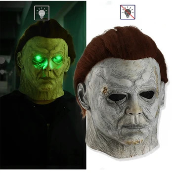 

2020 New Horror Michael Myers LED Halloween Kills Mask Cosplay Scary Killer Full Face Latex Helmet Halloween Party Costume Props