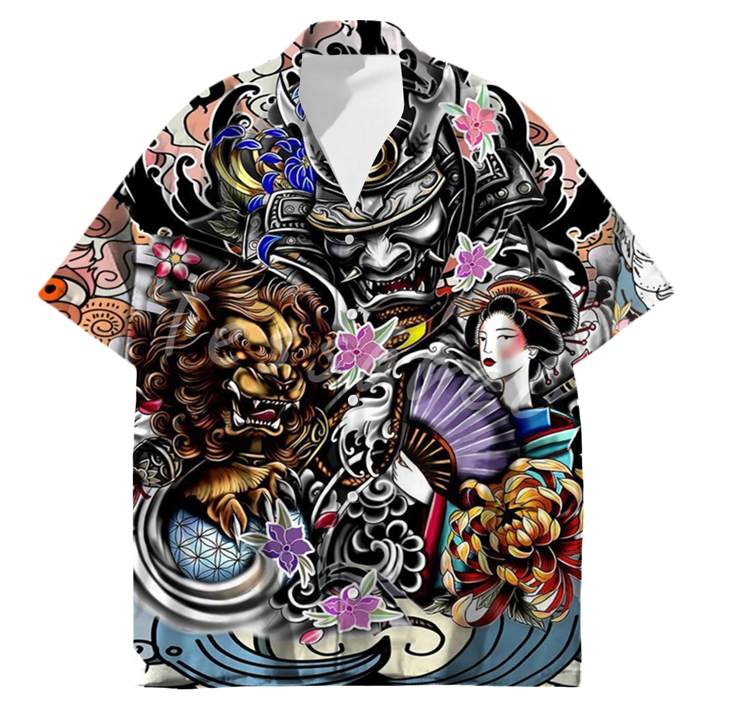 Tessffel Samurai Japan Tattoo 3D Print Men’s Hawaiian Shirts Beach Shirt Fashion Summer Harajuku Casual Oversize Streetwear S10