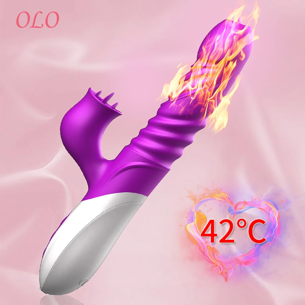 OLO G Spot Телескопический двойной язык лизающий фаллоимитатор 10 скоростей