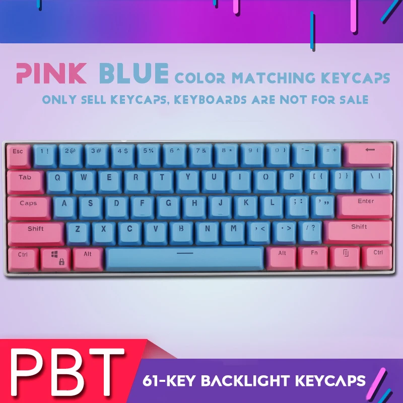 61 клавиша PBT подсветка DIY двухцветная механическая клавиатура колпачок для