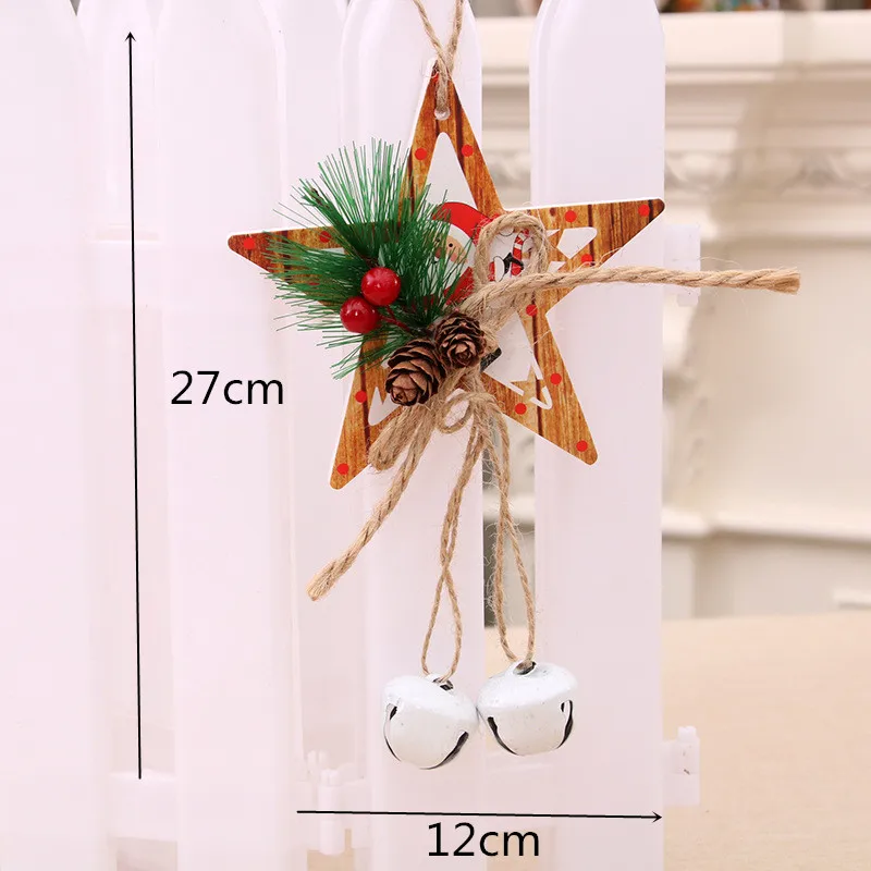 Рождественское украшение для дома деревянный Санта Клаус Холли колокольчик шишка, украшение рождественской елки Декор Снежинка дом Navidad - Цвет: star