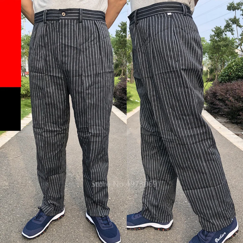 Men's Loose Chef Trousers Food Service Work Wear Stripe Kitchen Restaurant Uniform Cook Pants for Man Chef Maxi M-4XL Catering