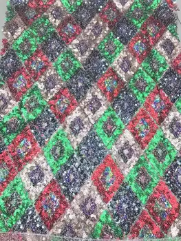 

2019 Newest 3D Flower African Net Lace Fabric With Shiny Sequins Classic Nigerian French Mesh Lace Fabric For Wedding Sewing