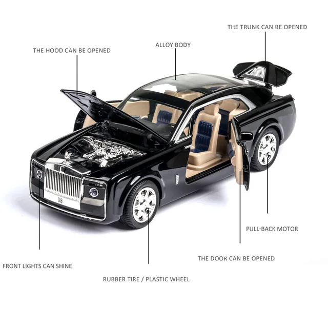 1:24 Rolls Royce car model metal model car alloy die-casting car children's toy gift collectibles free shipping 3