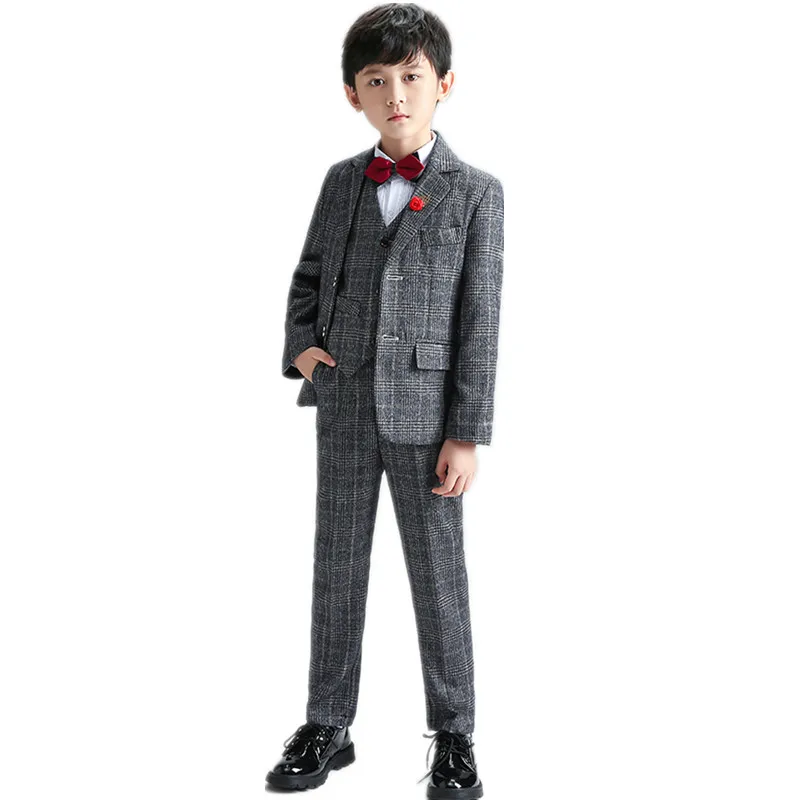 

Plaid Formal Suit for Boys Blazer Pants Children Wedding Suits Tuxedo Kids Dresses Party Outfits Spring School Clothes