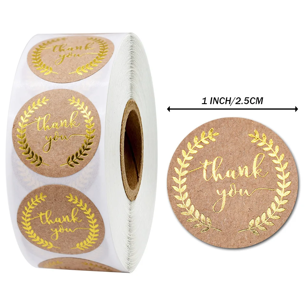 1Inch Round 50Pcs Thank You Sticker wad with Gold Leaf Olive Branch Stickers for Local Handmade Gift Sticker Gold Seal Labels afbeelding