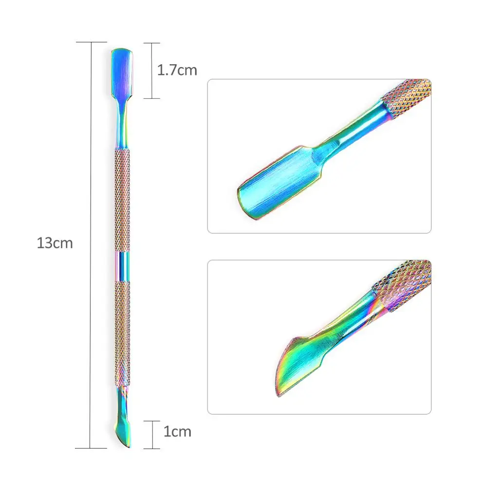 COSCELIA 1 шт. Толкатель для кутикулы двусторонний Радужный Резак кусачки для ногтей инструмент Толкатель для удаления омертвевшей кожи маникюрные инструменты - Цвет: 40