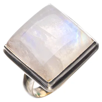 

StarGems Natural Rainbow Moonstone Handmade 925 Sterling Silver Ring 6.25 D4659