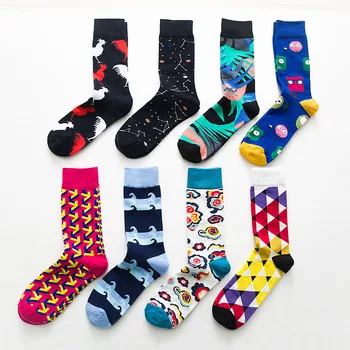 

New large size men's high-grade cotton cartoon fun funny fashion casual combed cotton material socks