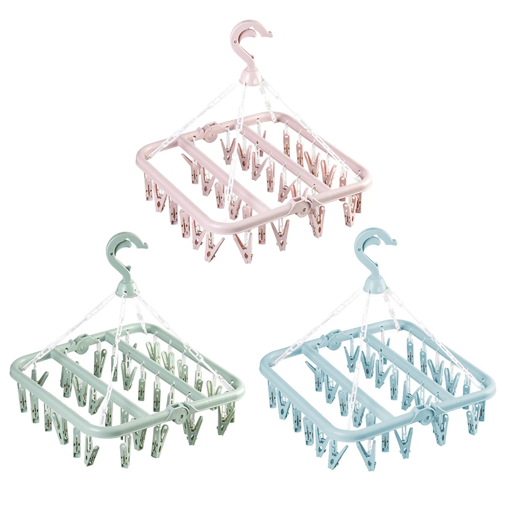 

1 шт. сушилка 32-зажим вращающийся Премиум PP Пластиковая Складная вешалка носки зажим для одежды вешалка для сушки Клип держатель для хранения дома