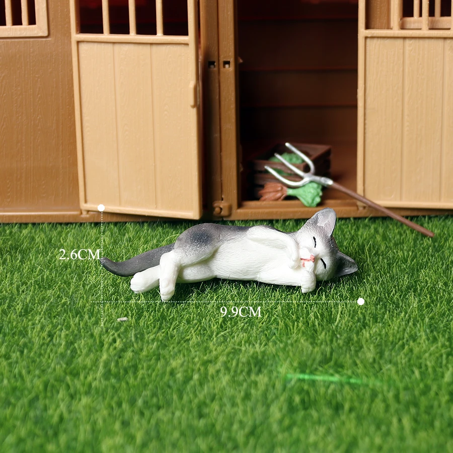 Hand-Painted Cat Figurines: Small Animal Statues for Indoor Decor and Children's Play