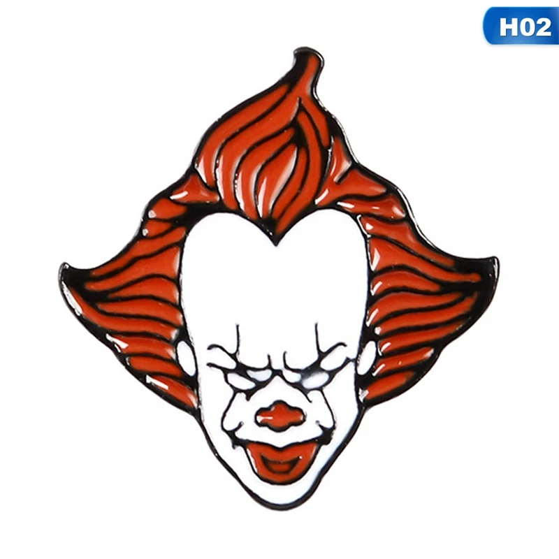 Стивен Кинг Это эмаль булавки броши фильм ужасов Pennywise фигура значок нагрудный знак брошь ювелирные изделия - Окраска металла: 2