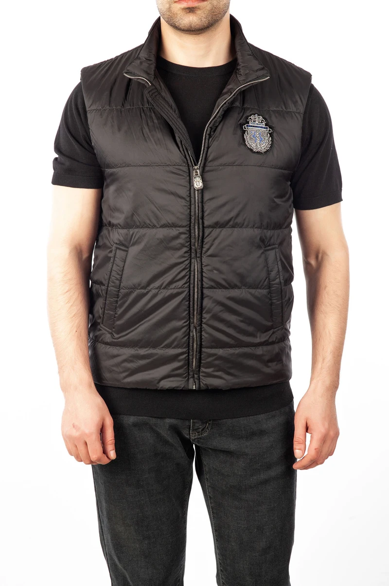 Billionaire хлопковый мужской жилет новая зимняя модная повседневная куртка на молнии с вышивкой и геометрическим узором Удобная M-4XL - Цвет: Black