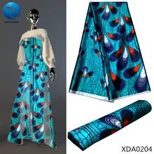 LIULANZHI Зеленая Шелковая ткань с принтом, атласная ткань для женского платья, Африканский принт, ИМИТИРОВАННАЯ шелковая ткань высокого качества XDA02