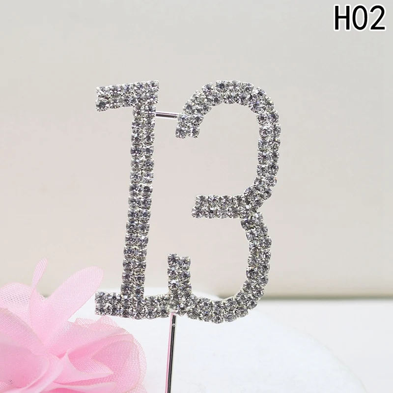 1 pcs High quality Crystal digital cake topper fork Features shiny wedding and Party decor accessories - Цвет: 2