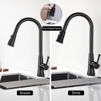 

New Kitchen Faucets with 3 Spray Modes Bathroom Basin Sink Faucets Pull Down Sprayer Ceramic Valve Swivel Single Handle Water Ta