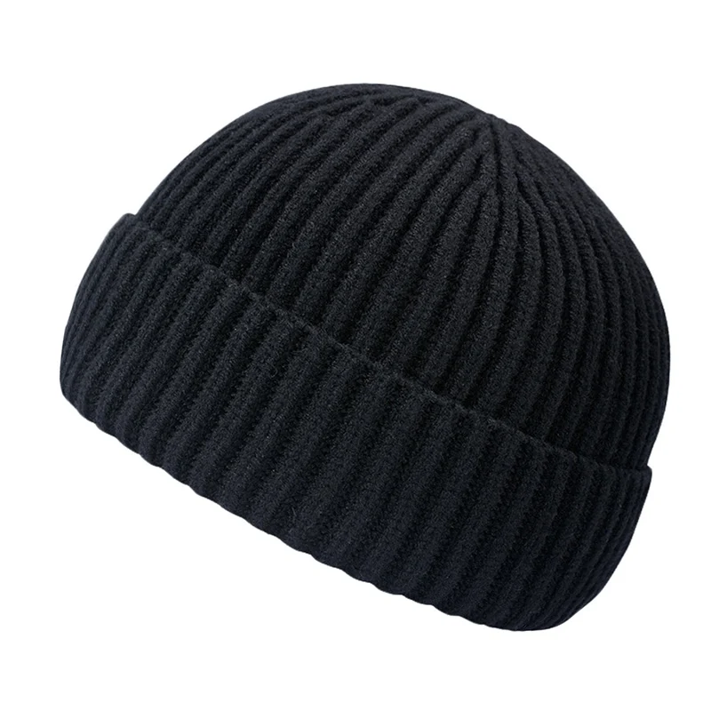 Унисекс Skullcap Beanie зимняя вязанная теплая шапка повседневная короткая широкая хип-хоп шапка для взрослых мужчин и женщин шерстяные вязаные Осенние эластичные крышки - Цвет: 7