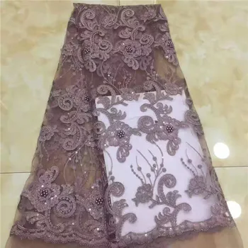 

French African Lace Fabric Guipure Sequined Beaded Cotton Cord Tulle Nigerian Tissu Mesh India Lace For Wedding Dress X10