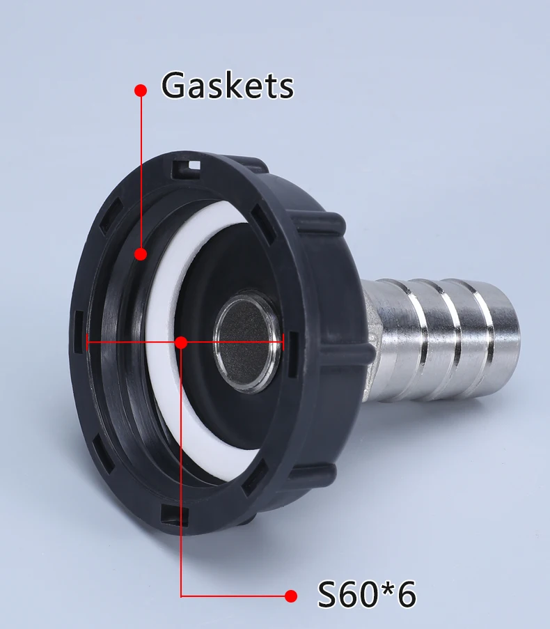 S60x6 Coarse Thread IBC Water Tank Adapter 1/2" 3/4" 1" Garden Hose Pipe Fittings Drain Connector