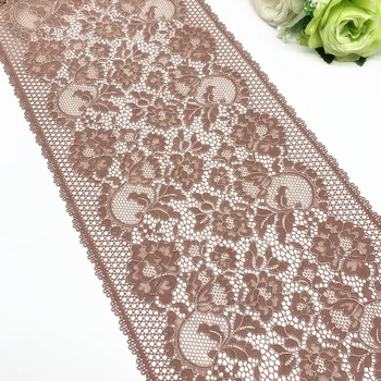 

3y/lot Width 22.50cm Floral Brown White Stretch Lace Trims For Clothing Accessory Dress Sewing Applique Costume Lace Fabrics Bra