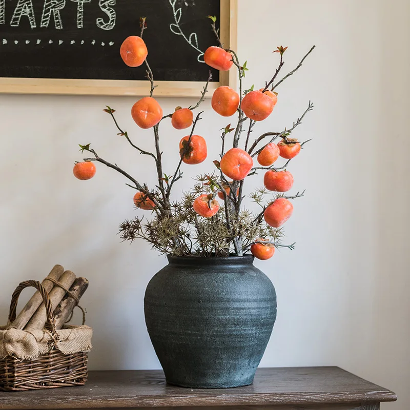 

Artificial Fruits Persimmon Fruit Branch Ruyi Fake Flower Home Soft Decoration Arrangement Desktop Gift Sinterklaas Decoratie